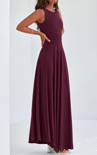 Image of PRETTYGARDEN Womens Summer Dresses 2026 Casual Sleeveless Crewneck Aline Maxi Dress Stretch Tank Flowy Long Dresses