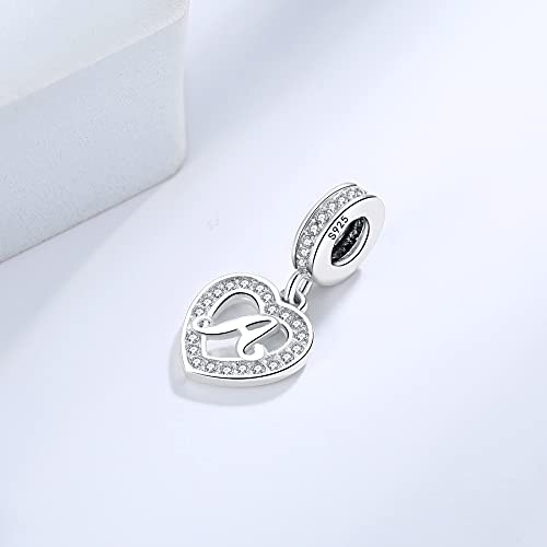 925 Sterling Silver Letter Charms A~Z Alphabet Charm Letter Beads fit Pandora European Bracelets fit Wife Mom Christmas Birthday Gift4