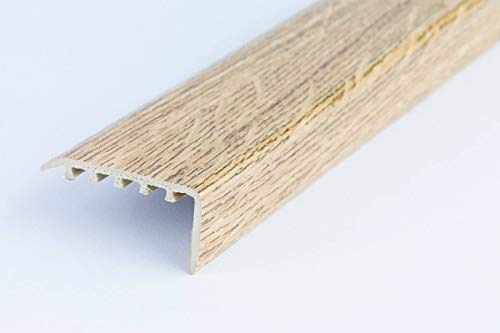 UPVC Stair Nosing 45x22 for Wooden Laminate Stairs Edge Protection Profile KP-4522 TMW Profiles (Natural Oak)