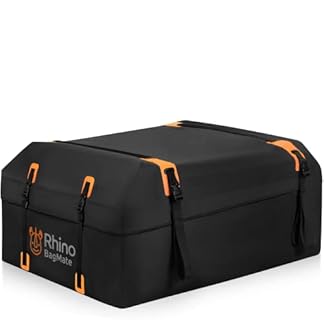 Bagmate military grade waterproof car roof bag rooftop cargo carrier 19 cubic ft with 4 door hooks zipperbuckle closure extra strap black roof bag for cars with or without rack