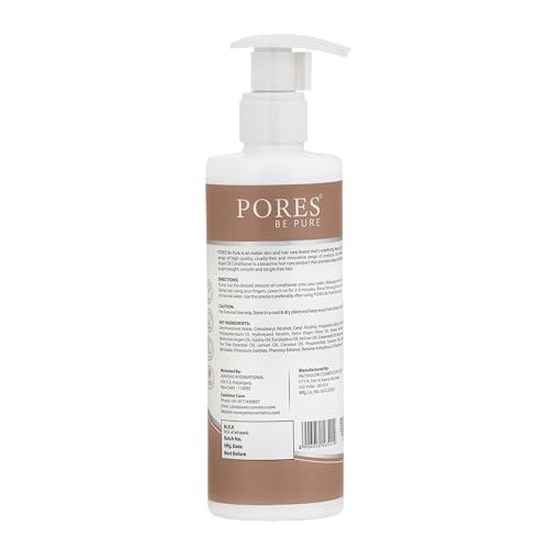 Image of PORES Be Pure Hair Conditioner with Hydrolyzed Keratin, Argan & Olive Oil | Nourishing Conditioner for Dry, Frizzy, Damaged Hair | Hair Smoothening & Strengthening Formula for Men & Women | Paraben & Sulfate Free - 250 ml