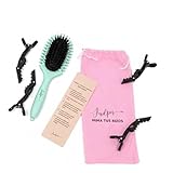 Judpor® Kit Profesional Definición Rizos - Cepillo Cerdas Jabalí + 4 Pinzas de Peluquería + Bolsa y Guía Marcapáginas – Set Completo Método Curly para Regalo y Viaje