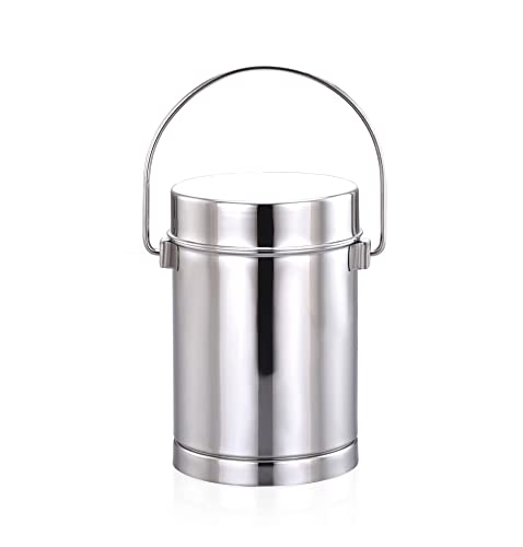 Image of Expresso Stainless Steel 2 in 1 Multipurpose Container Milk Can /Chutney n Sambhar Barni with Handle, Steel Inner Separator Cup Small (DABBA - 1000 ML AND INSIDE CUP - 230 ML)