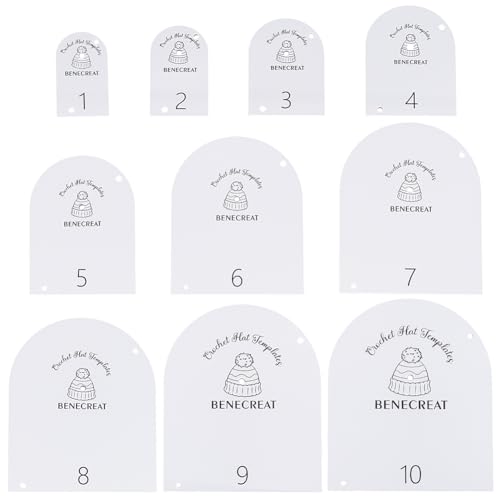 BENECREAT 10 Sizes Crochet Hat Sizer Templates, Arch Acrylic Crochet Cap Making Template, Winter Hat Quilting & Craft Template for Knitting or Measuring Hat Making