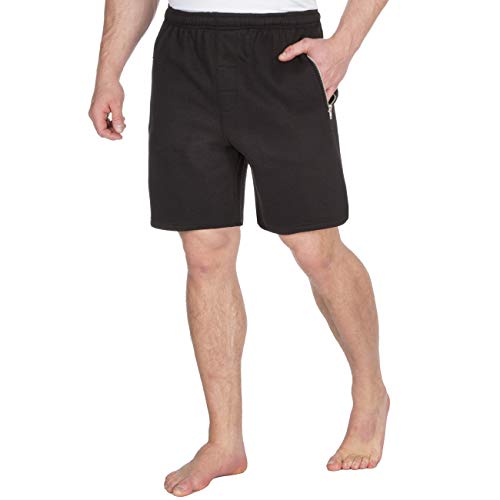Red Tag Pantalones cortos de verano de forro polar para hombre, pantalones deportivos de culturismo con múltiples bolsillos con cremallera, ropa de gimnasio y ropa de descanso perfectos, parte
