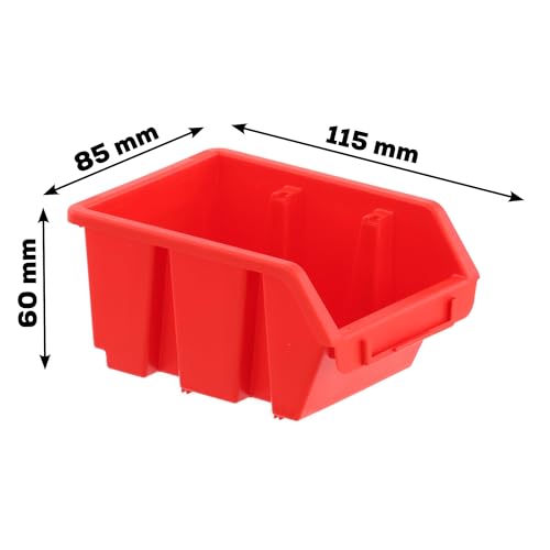 botle 10 x pudełko do sortowania, warsztatowe, przechowywania, czerwone, 11,5 x 8,5 x 6 cm, garaż, skrzynka
