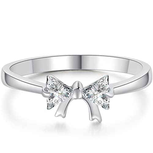 Size 3-13 Stainless Steel Bows Tie Knotted Cubic Zircon Wedding Engagement Promise Anniversary Ring