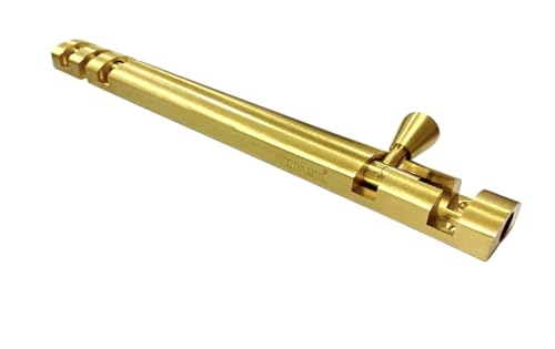Image of inchBRASK inch Brass Tower Bolt Xylo Heavy - Golden Satin Finish with Screws | Door Latch - Chitkani for Doors & Windows | Xylo Heavy Tower Bolts | Kundi /Chitakni /Latch /Chitkini (8 Inches, 1, Piece)