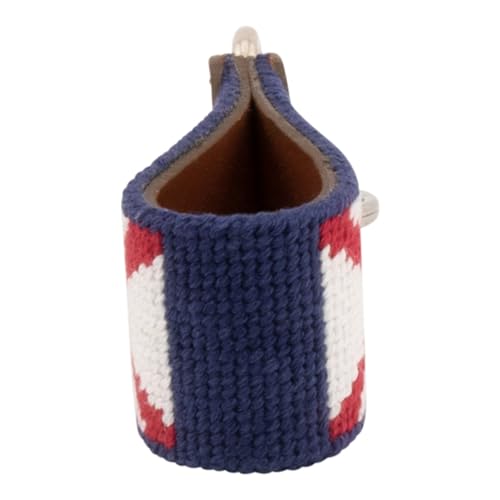 Image of Leather Hand-Stitched Needlepoint Key Fob or Key Chain