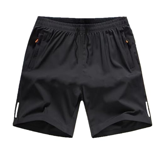 Male Style Jazz Shorts, Men's Solid Color Zipper Pocket Shorts, Ice Silk Cooling Stretch Short for Sports, Outdoor