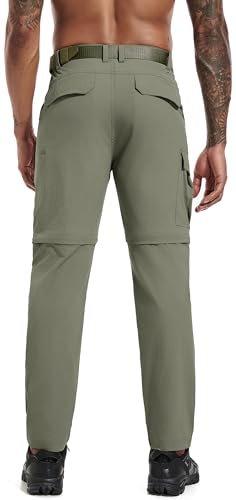 Gartenboker Mens Hiking Convertible Pants Zip Off Quick Dry Lightweight Fishing Safari Travel Camping Outdoor Cargo Pants Light Sage Green 34 thumb #2