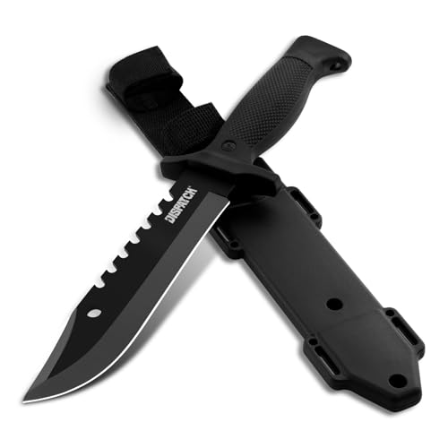 Image of Dispatch Fixed Blade Hunting Knife with Sheath, 12-inch Survival Knives for Men Tactical Bowie Knife with Non-Slip Handle for Bushcraft, Outdoor Camping