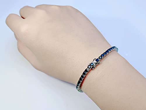 3mm Round Natural Gemstone Bracelet S925 Fine Natural Gemstone Bracelet Tennis,Black Natural Gemstone Tennise Bracelet,Jewelry Gifts for Women ﻿ ﻿2