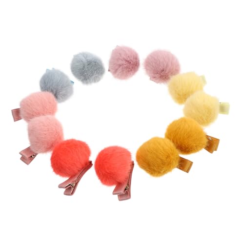 HAMPPLIES 12 piezas Horquillas Pelo Bola de Peluche Colores Surtidos Clips Adorables para Niñas Barrette Suave y Ligero para Diario