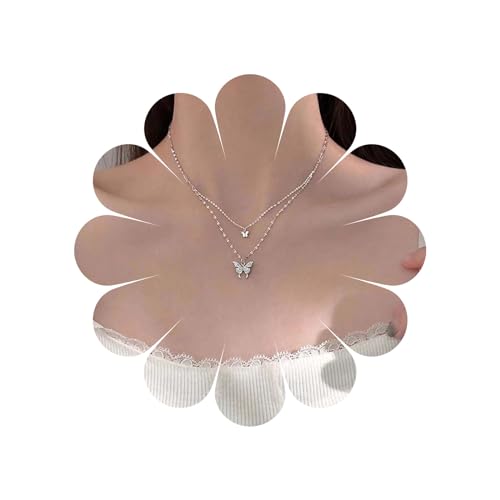 Collana con ciondolo a forma di farfalla di cristallo. Lunghezza: 45 cm, con catena di estensione da 5 cm, regolabile, adatta per la maggior parte delle persone.