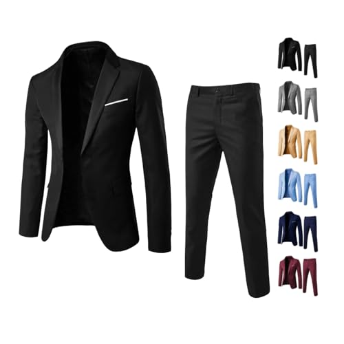 Men's 2 Piece Suits Set Casual Blazer Jacket And Pants For Wedding Business Prom Slim One Button Lapel Suit Sets