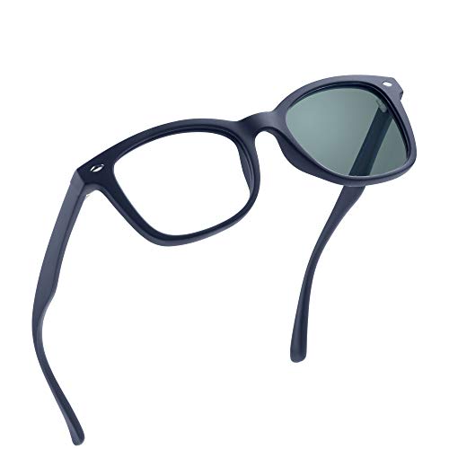 Image of YEIN Blue Light Blocking Glasses, Photochromic Gray Sunglasses, Computer Reading Glasses, TV Glasses for Women /Men(Navy,+2.50 Magnification)