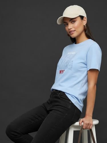 Image of Nobero Women's Graphic Printed T-Shirt | Regular Fit 180 GSM Cotton Tee for Women | Comfortable Round Neck Casual Wear