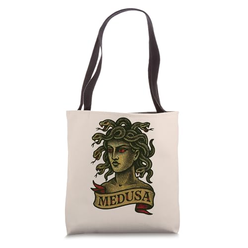 Medusa Greek Mythology Tattoo Art Gorgon Design Tote Bag