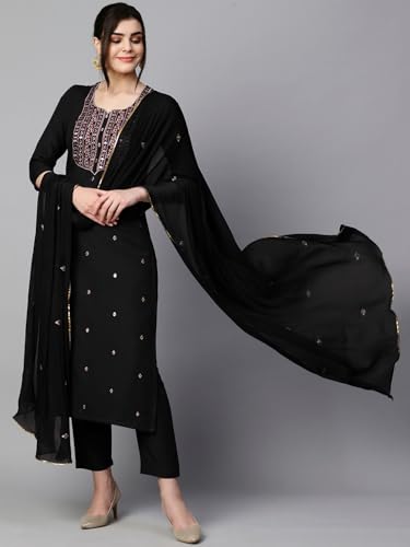 GoSriKi Women KASTURI BLACK-APL-GS_51477 Kurta with Pant & Dupatta (pack of 1)