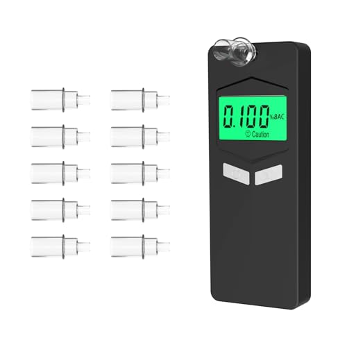 Personal Breathalyzers for Alcohol, Pocket Breathalyzer with Reord Checking Mode, Digital Home Breathalyzer for Alcohol with Audible and Color Alarm, Black
