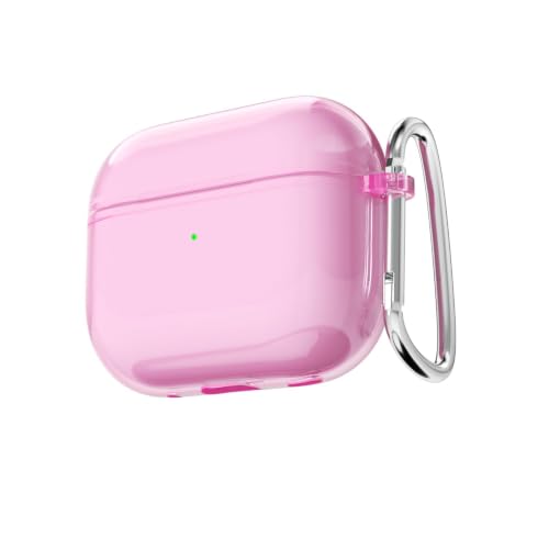 LoeoeL for Airpods 4/5 Case Clear, Transparent Silicone Cute Girly Airpods 4/ 5th Generation Case with Keychain, Hard Shell Plastic Airpods Cover Accessories for Women Girls, Light Pink