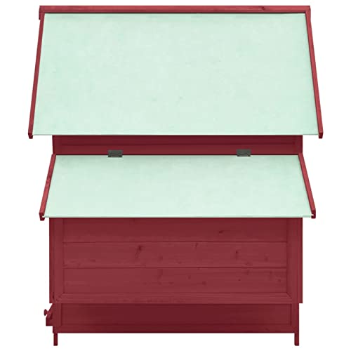 Gecheer Hühnerstall Hühnerhaus Geflügelstall Kleintier Käfig mit 2 Nistkästen Massivholz Tanne Rot und Weiß 152x96x110… – Bild 5