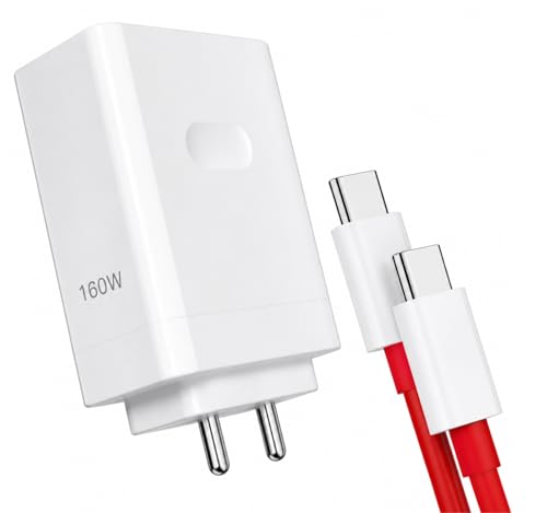 Image of Charger 160W for OnePlus 13R,6 & CE3 with USB to C Cable, High Speed Charging, Smart IC Protection, Lightweight Durable Build Fast Adapter (White)