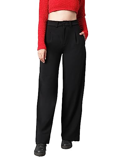 KOTTY Womens Polyester Blend Straight Fit Trousers – Stylish Straight Fit Pants for Women KOTTY Womens Polyester Blend Straight Fit Trousers – Stylish Straight Fit Pants for Women