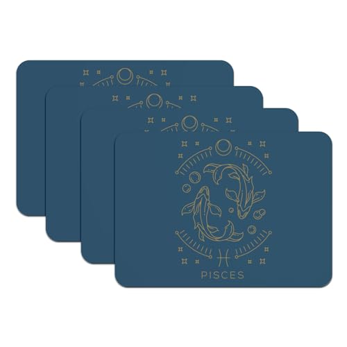 Sets de table bleu zodiaque grand format de qualité avec base caoutchouc stable
