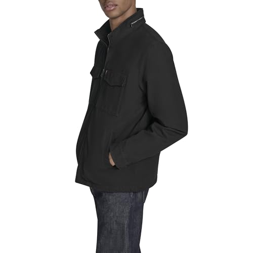 Levi's Men's Stand Collar Cotton Military Jacket with Hidden Hood, Black, XX-Large - image 3