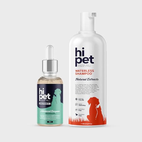 HiPet Hi Pet Special Set for Shedding Cats, Liquid Probiotic, Waterless Cat Shampoo, for Soft & Shiny Coat