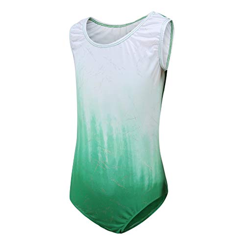 Image of Girls Gymnastic Leotards Sleeveless Gradient Color Spark Splash Dance Bodysuit
