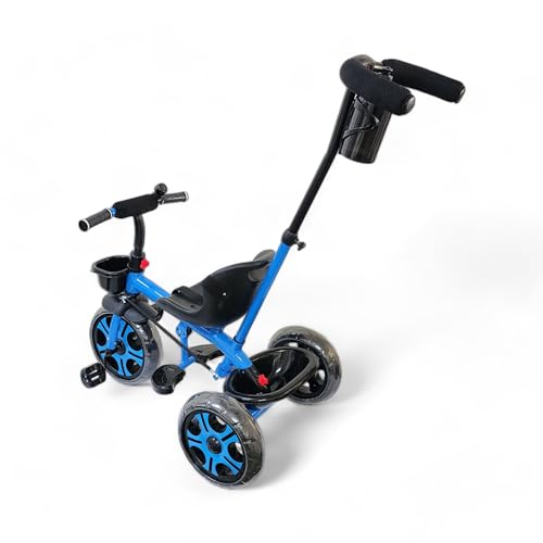 Image of MEKASHI T-002MW Plug N Play Kids Trike /Baby Tricycle with Parental Control, Storage Basket, Bell, Water Bottle w /Holder, Seat Belt, 12 to 48 Months, Load Upto 35Kg, Heavy Guage Steel Frame, Blue