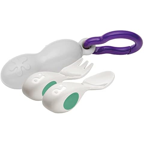 Doddl Baby Spoon and Fork, Cutlery Set for Babies 6+ Months, Learn to Self-Feed. Helps Weaning (Aqua) Cover