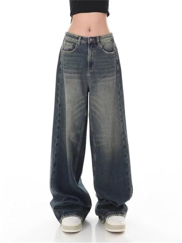 Women's Retro Straight Baggy Jeans Vintage Street Cool Ins High Waist Loose Pants Casual Denim Trousers2