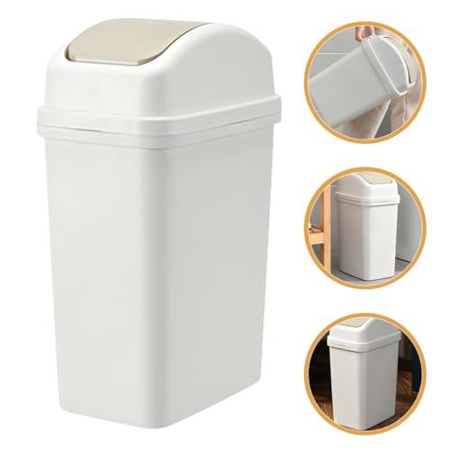 Caneca de basura blanca con tapa abatible para baño y cocina miniatura 7