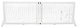 TRIXIE Freistehendes Haustiergitter mit Haustiertür, Holz und Draht, verstellbare Breite, 57,1 cm Höhe, Weiß