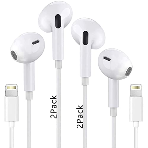 2 Pack-Lightning Earbuds Earphone Headphones for iPhone 13 [Apple MFi Certified] Apple Earbuds with Lightning Connector with iPhone 13/12/SE/11/7 8 Series(Built-in Microphone &Volume Control)-All iOS