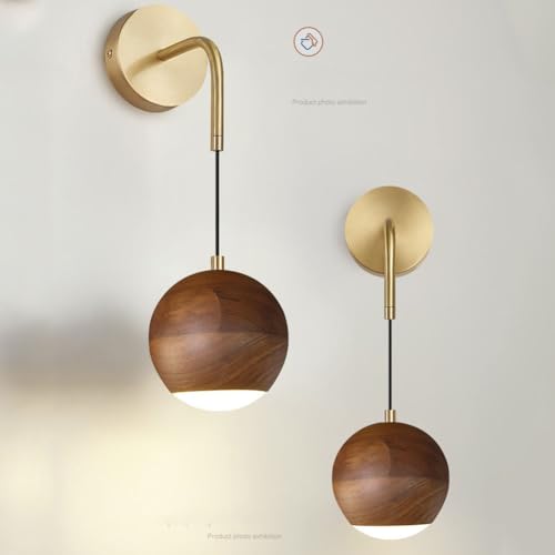 Lámpara de pared de madera regulable para dormitorio y salón moderna 8
