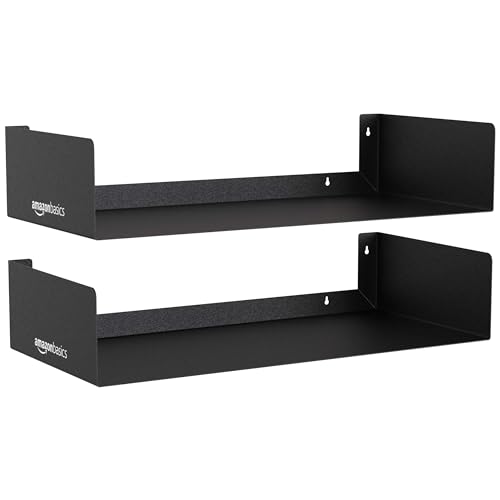 amazon basics Heavy Duty Wall Mounted Metal Bookshelf | CD DVD Storage Display for Home | Set of 2 | Black amazon basics Heavy Duty Wall Mounted Metal Bookshelf | CD DVD Storage Display for Home | Set of 2 | Black