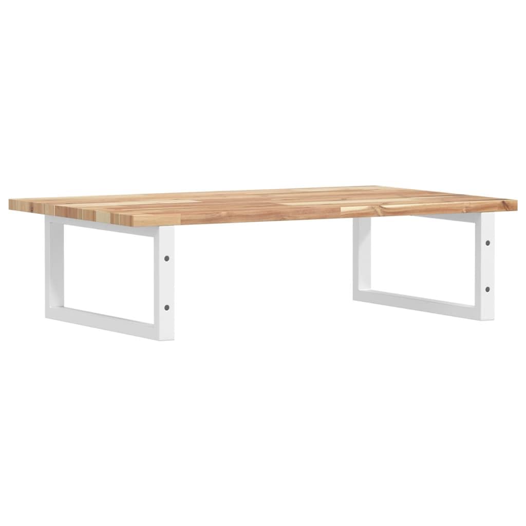 Estantería para lavabo de pared de acero y madera maciza de acacia 80 x 50 cm, ahorra espacio con soporte blanco, armario de baño estable de repuesto para lavabo