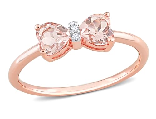 1.00 Carat (ctw) Morganite Heart Bow Ring in 10K Rose Pink Gold - Main Image