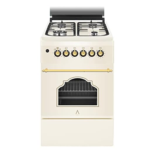 ALPHA Cocina de Gas VULCANO CREAM-50 Rustica. Encendido automático y temporizador en horno. **Alta Gama**