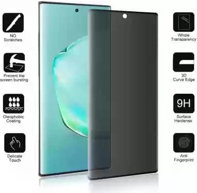 Image of OXYZAIN Privacy UV Tempered Glass for Samsung Galaxy Note 20 Ultra 5G -100% Fingerprint Working, Edge to Edge Full Screen Coverage Anti Spy Screen Protector Guard for Note 20 Ultra [PACK OF 1]