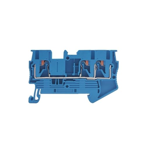 50Pcs PT2.5-TWIN Din Rail Terminal Block Push-In Twin 3-Conductor 2.5mm Feed-Through Strip Electrical Wire Connector PT .5-TW(PT2.5-TW blue)