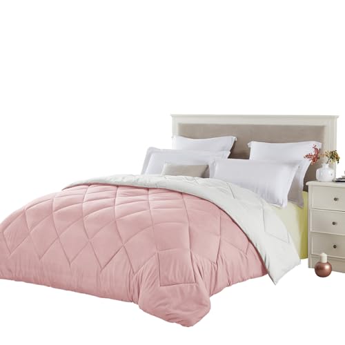 Seward Park Full Queen Size Pink Beige White Comforter, All