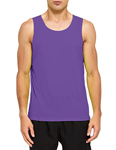 Image of DEMOZU Men's Neon Running Athletic Workout Tank Top Quick Dry Swim Beach Pool Gym Tank Top Sleeveless Muscle Shirts