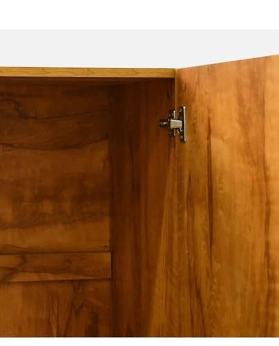 Image of CASPIAN Engineered Wood 2 Door Wardrobe (Brazilian Teak) | Pre Assembled Home Furniture | Cupboard /Almirah for Office & Home Bedroom Clothes Storage Organizer with Hanging Space & 3 Shelves