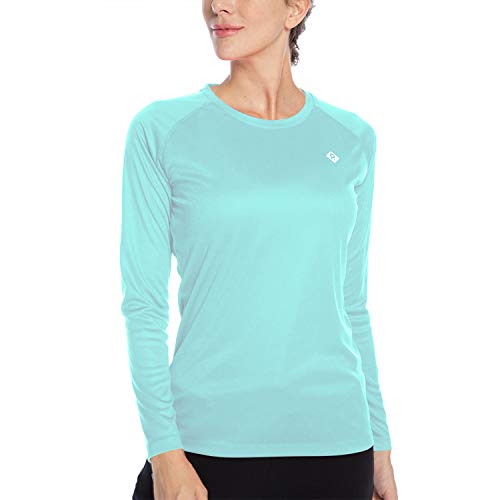 Women's UPF 50+ Sun Protection Cool Fast Dry Rashguard Long Sleeve Athletic Tops T -Shirt Mint Green L